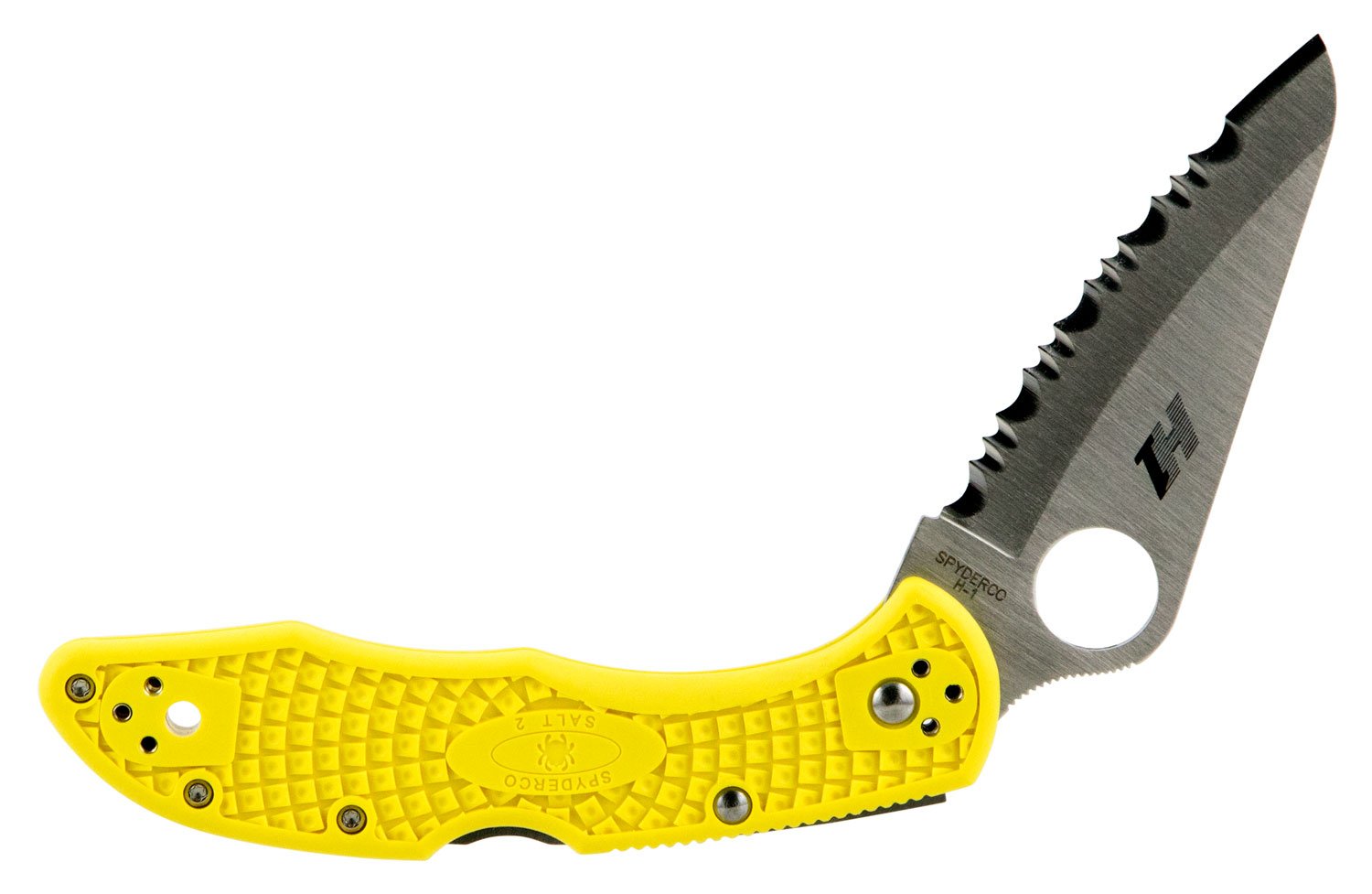Spyderco C88SYL2 Salt 2 3" Serrated H1 Steel Blade Yellow FRN Handle - Spyderco - CLIP POINT