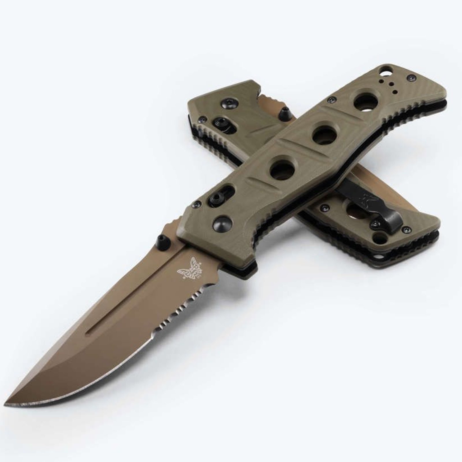 Benchmade Adamas FDE/PS 3.82" OD Green Scales, Axis Lock