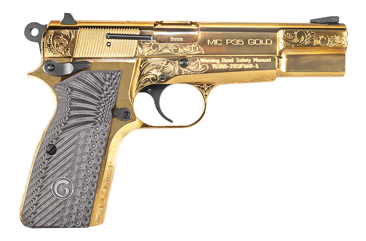 EAA Girsan MC P35 Gold Engraved 9mm 15rd Pistol 390488 - EAA - 9MM Luger