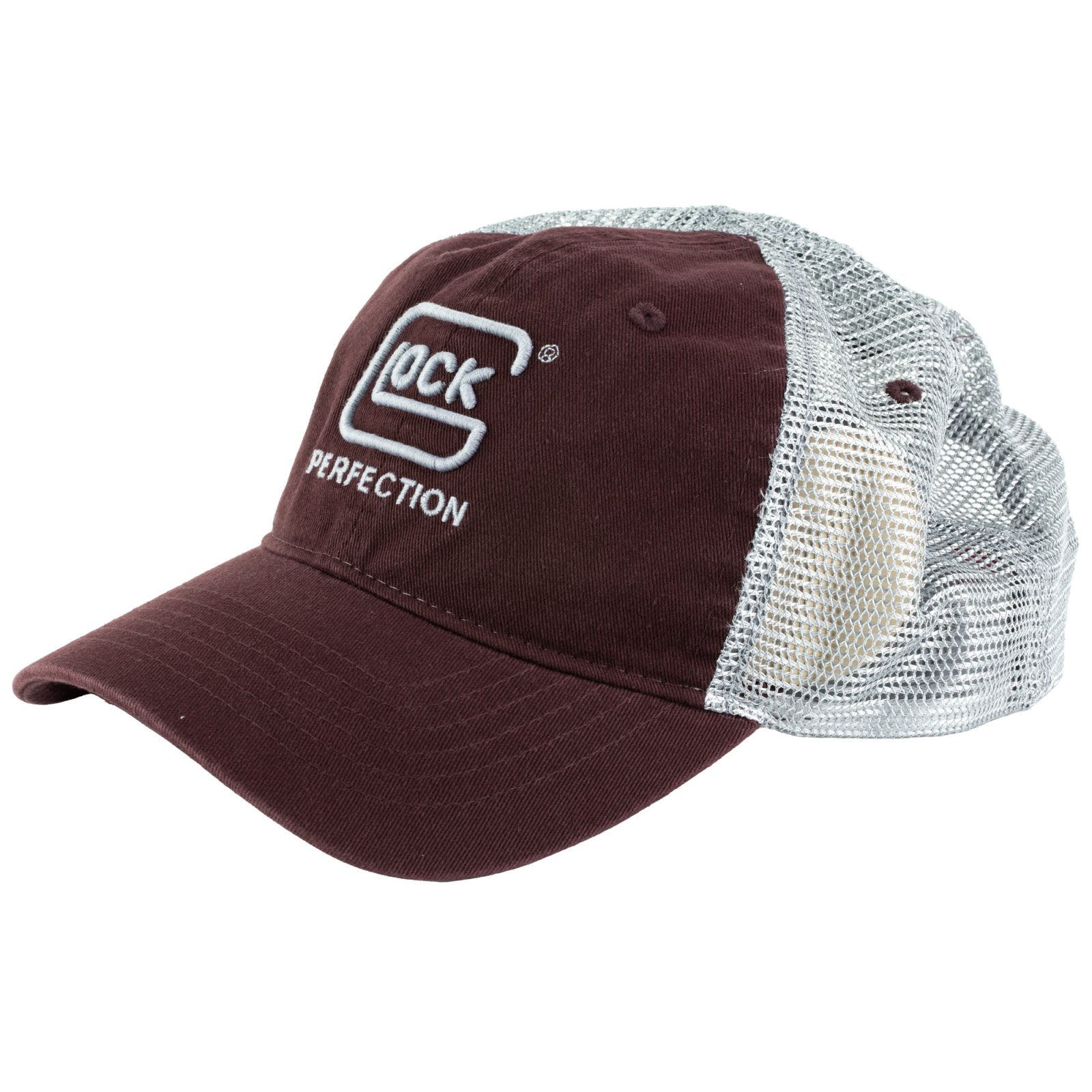 Glock AP95881 Relaxed Maroon Mesh Hat, Distressed Denim Front, Snapback