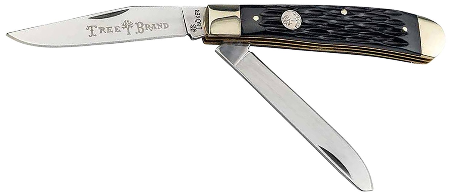 Boker 110824 Trapper 2.0 Clip Point/Spey Plain D2 Steel Blade Black Jigged - Boker - CLIP POINT/SPEY