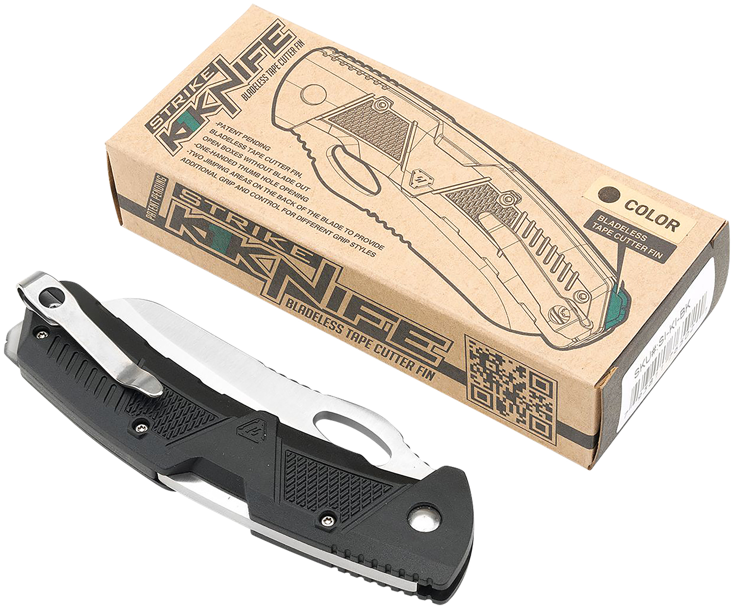Strike Industries K1BK 3.51" AUS-8A Folding Knife Black Polymer Handle - View 2