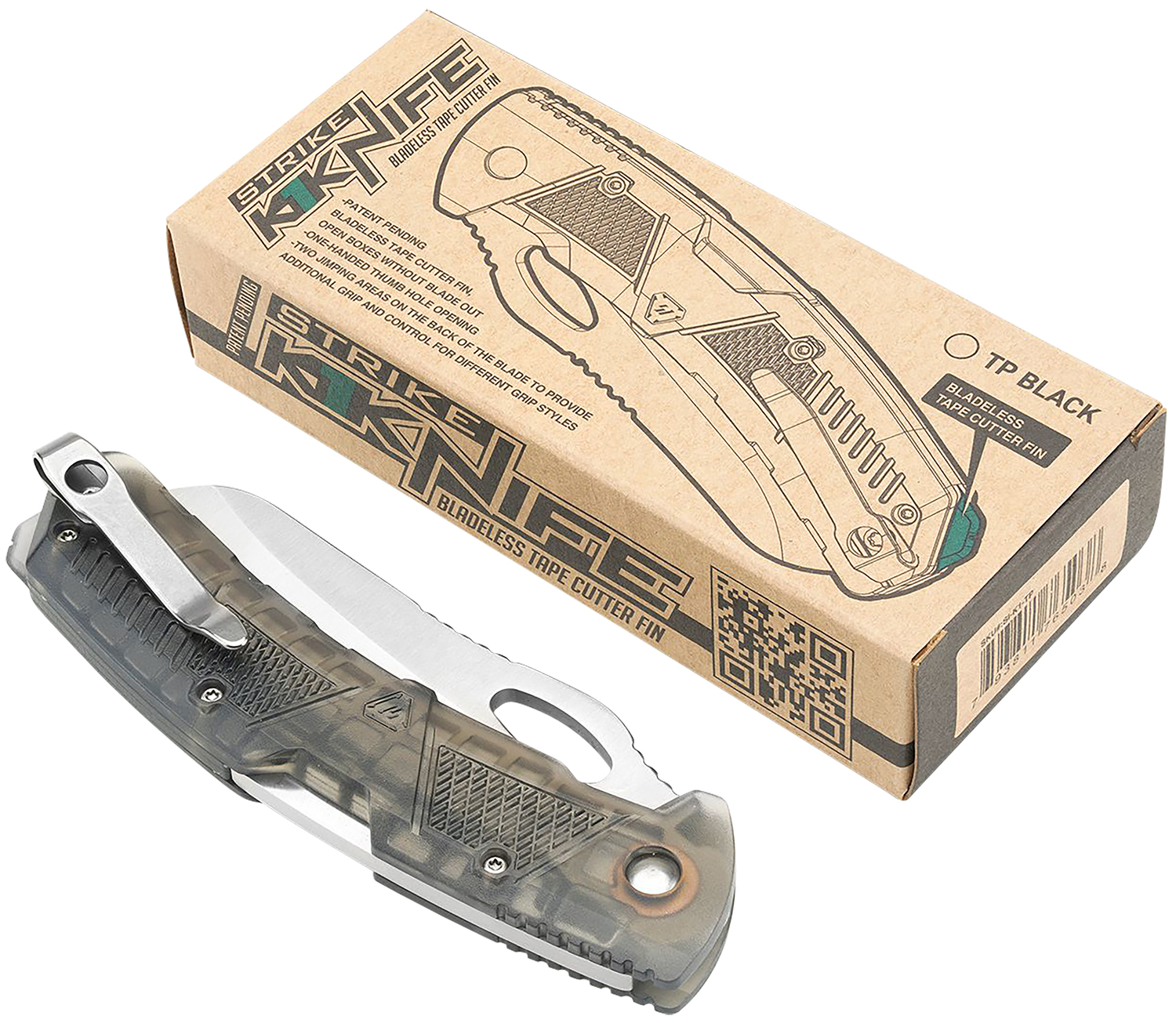 Strike Industries K1TP K1 3.51" Folding Plain AUS-8A SS Blade Smoke... - View 2