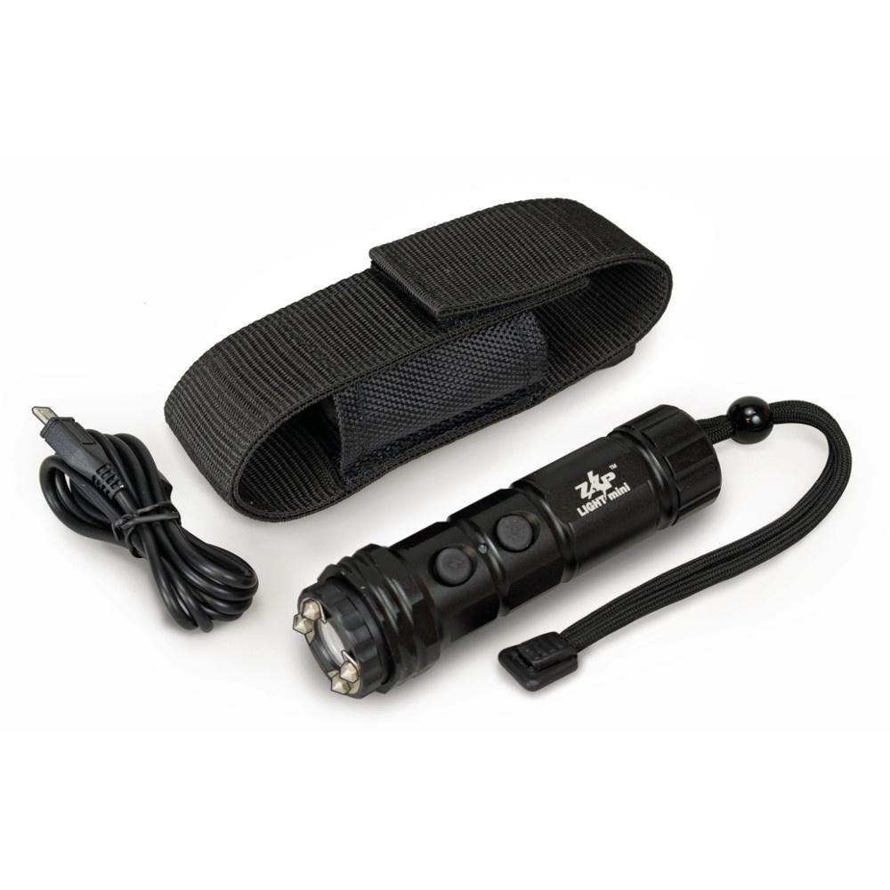 Zap ZAPLM Mini Stun Gun 800,000V Black with LED Light & USB Charger - View 2