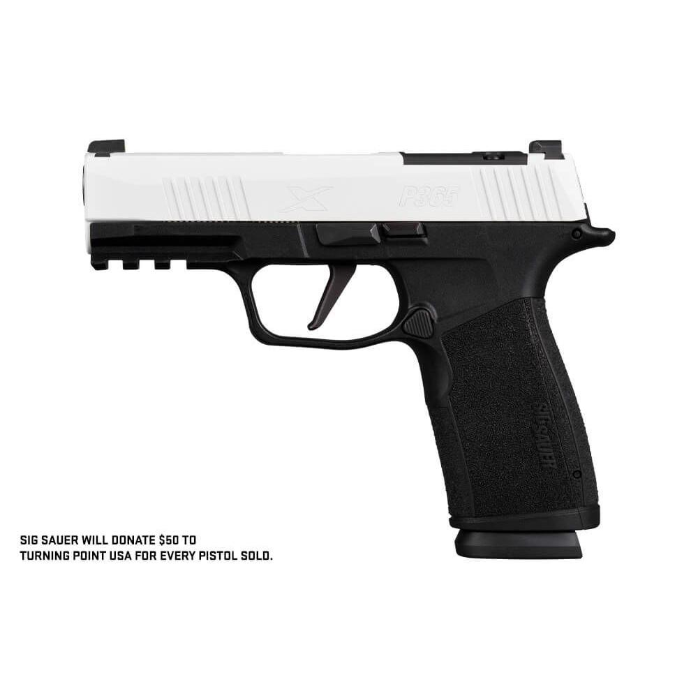 Sig P365-XMacro Freedom Handgun 9mm luger 17rd Magazines(2) 3.7 Barrel Two-Tone White on Black Optic - View 2