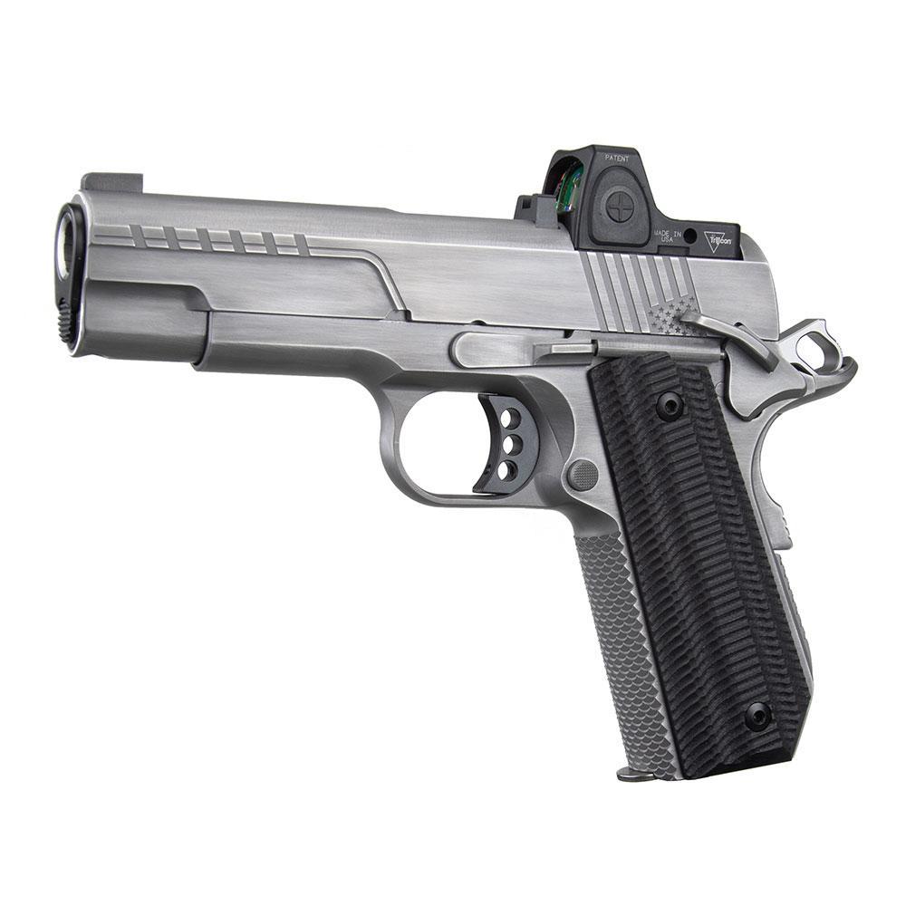 Ed Brown FX2SS 1911 .45 ACP 4.25" Recessed Crown Barrel, Snakeskin Bobtail Frame, American Flag Slide, Black G10 Grip - View 2