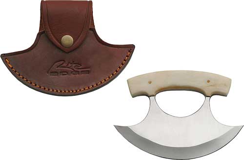 Szco Rite Edge 6" Bone Handle Ulu W/leather Sheath - View 2