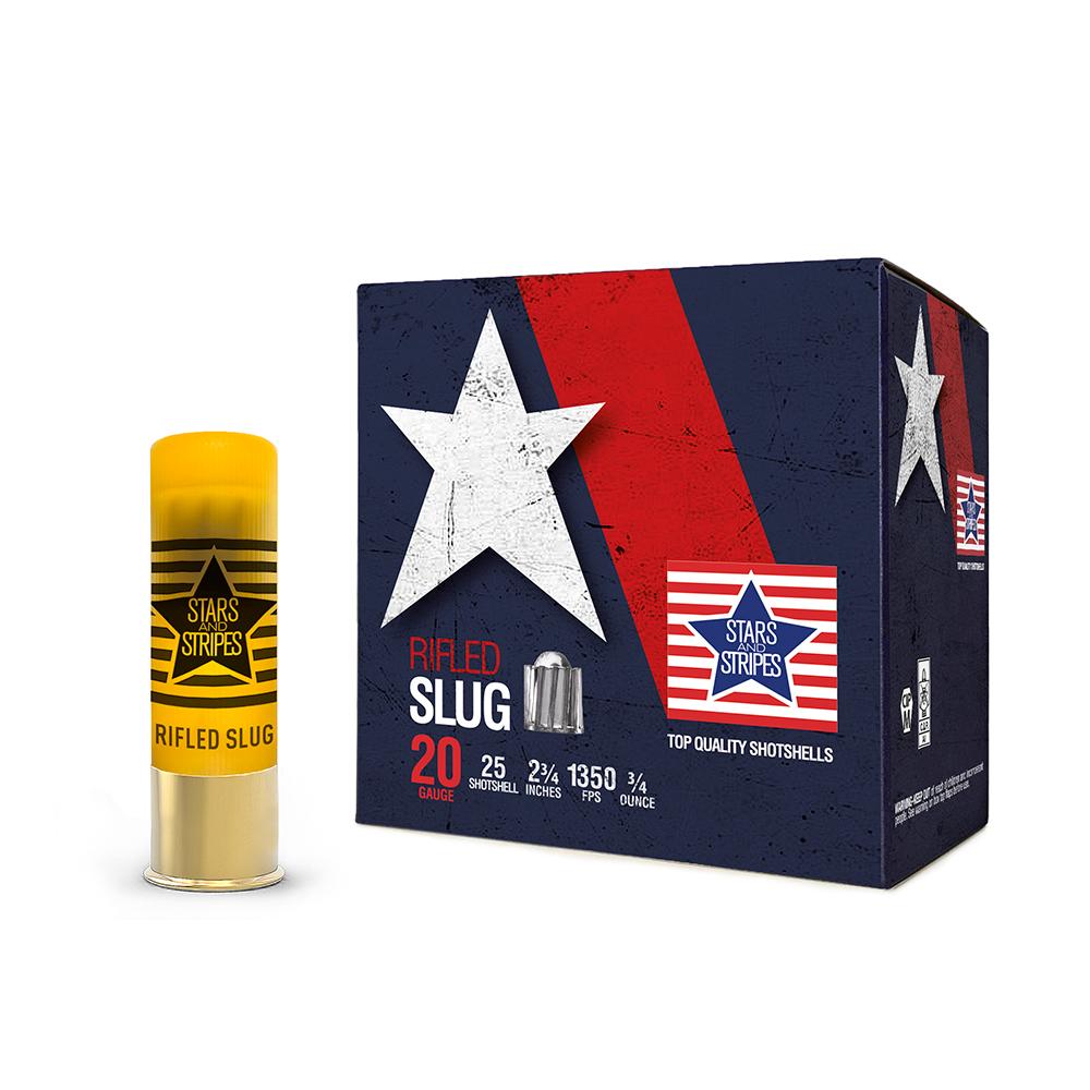 PPU Stars & Stripes Rifled Slug Shotshells 20ga 2-3/4" 3/4 oz 1350 fps Slug 25/ct - View 2