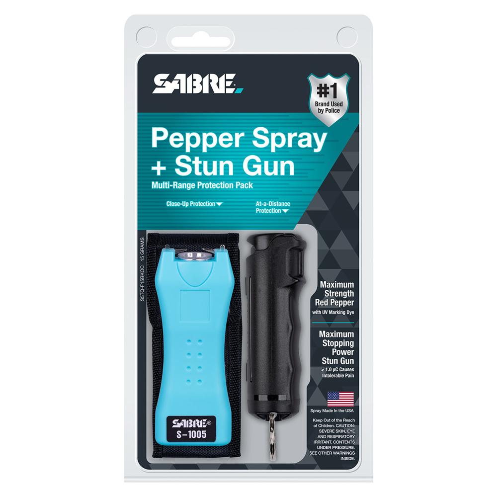 Sabre Stun Gun & Pepper Spray Kit Turqouise w/ Flashlight S5TQ-F15BKOC - View 2