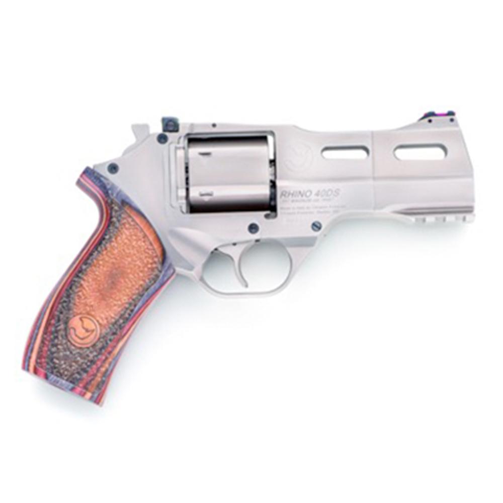 Chiappa Rhino 40SAR 357 Mag 6 Shot 4" Nickel-Plated Steel Barrel & Cylinder, Walnut Grip - View 2