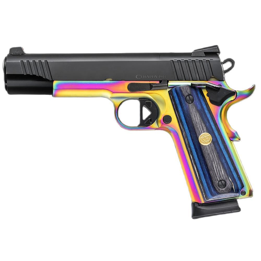 Chiappa 1911 SUPERIOR GRADE PISTOL 45 AUTO 5IN BARREL 8RD BLACK MIX COMBAT HAMMER/TRIGGER FIBER OPTIC SIGHTS WITH RMR & RMSC ADAPTERS LAMINATE BLUE GRIPS 2-8 MAG 440.237 - View 2