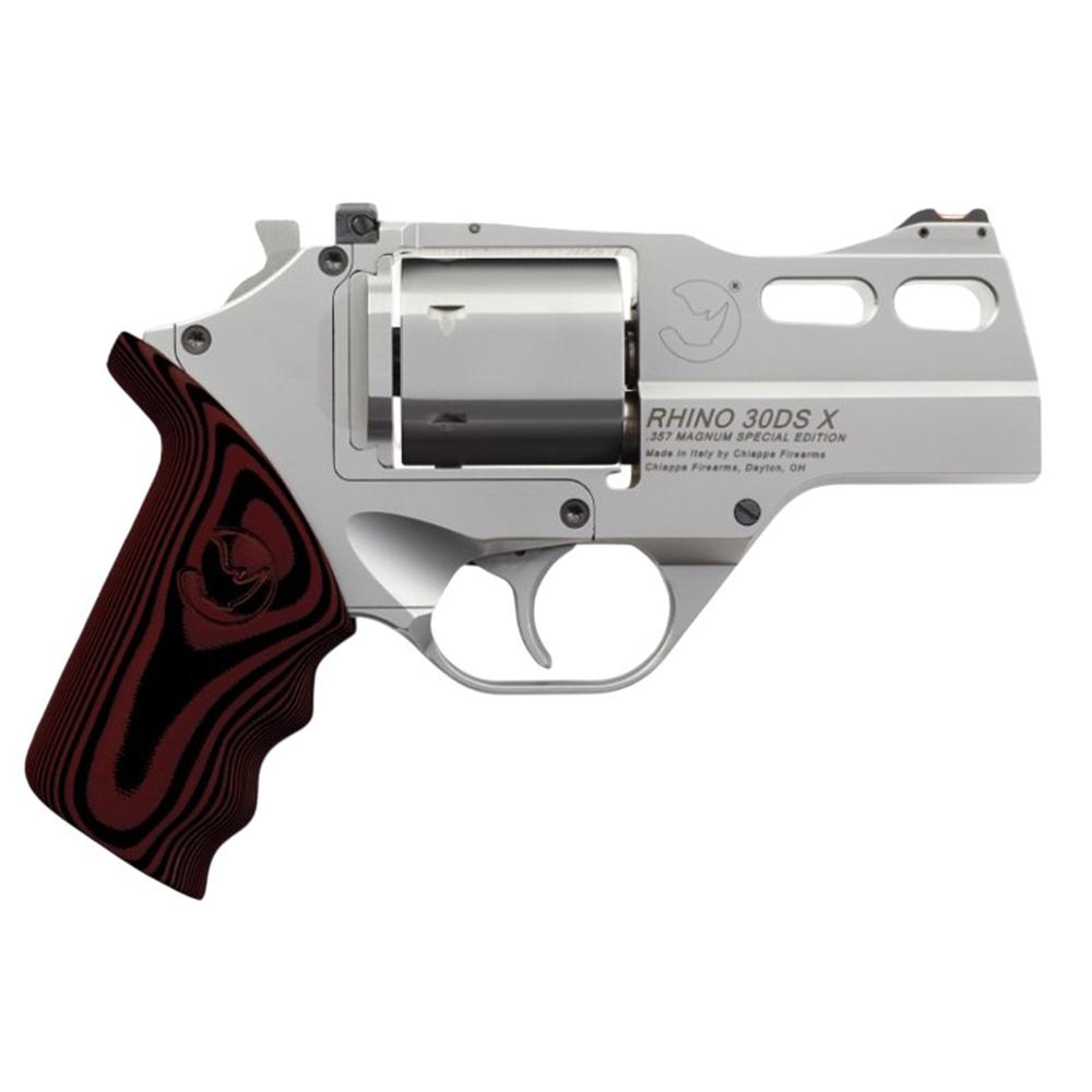 Chiappa RHINO 30 SAR X 357MAG 3IN BARREL 6RD STAINLESS FIBER FRONT SIGHT ADJ REAR SIGHT SMALL G10 BLACK/RED GRIP 3 MOON CLIPS CF340.353 - View 2