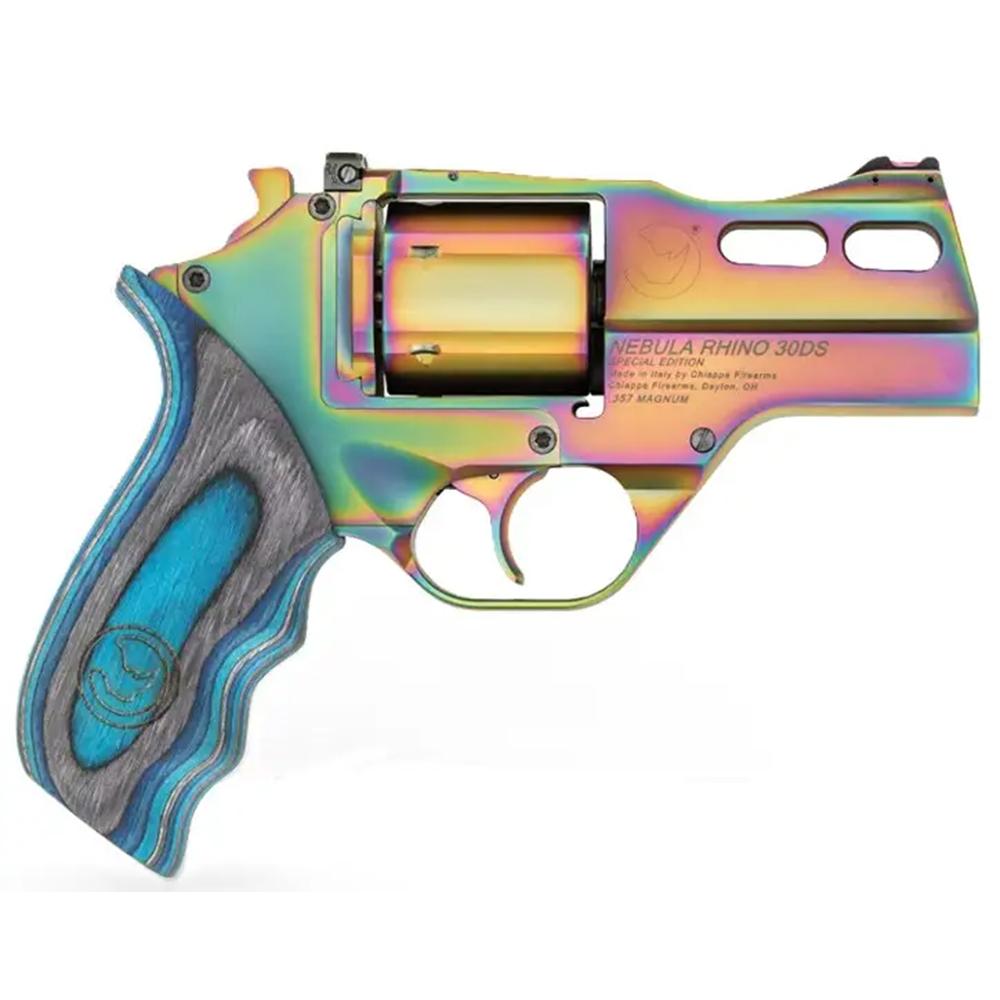 Chiappa RHINO 30 SAR 357MAG 3IN BARREL 6RD NEBULA FIBER OPTIC FRONT SIGHT MEDIUM BLUE LAMINATE GRIP 3 MOON CLIPS CF340.354 - View 2