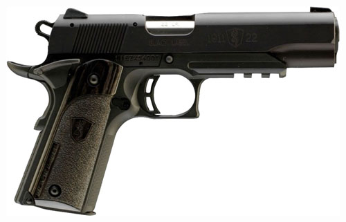 Browning 051817490 1911-22 Black Label Compact 22 LR 10+1 3.63" Matte Black Serrated Steel Slide & Polymer Frame with Picatinny Rail and Beavertail, Black Laminate Stippled Grip - View 2