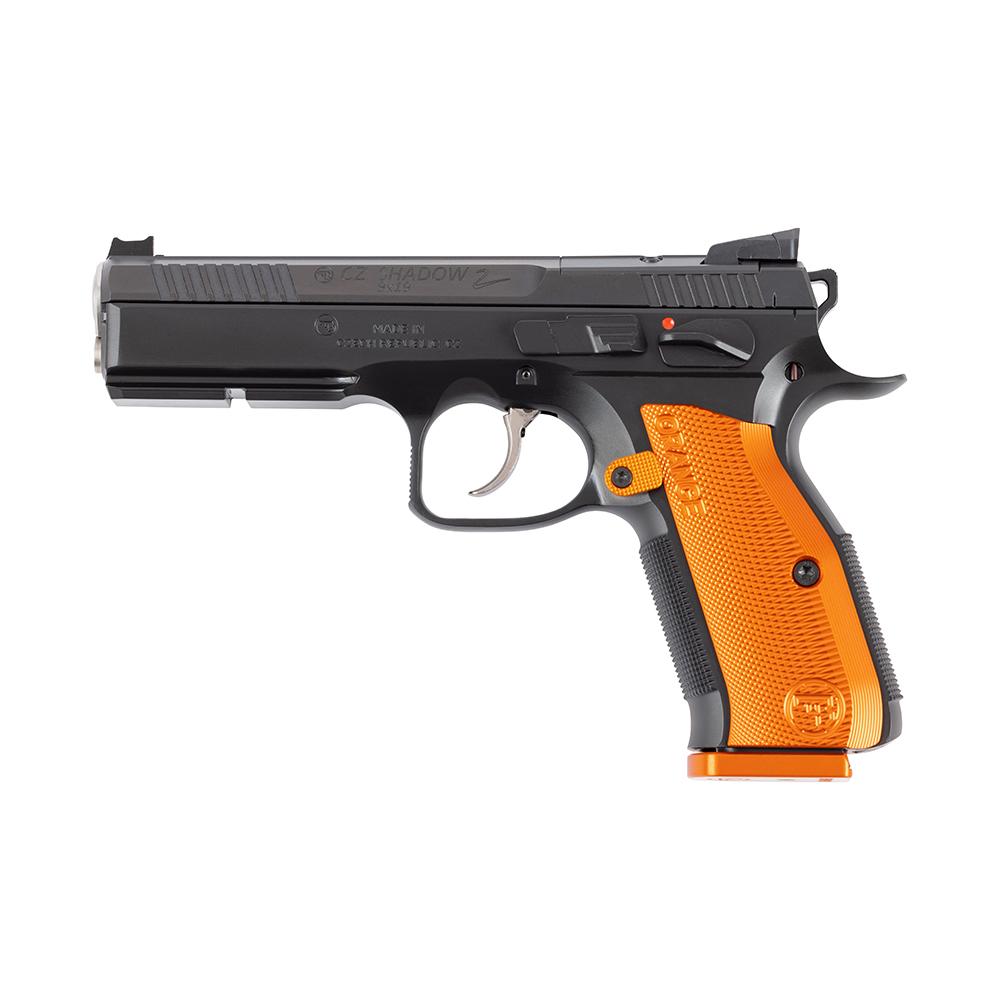 CZ-USA 91248 Shadow 9mm Pistol 17+1 Fiber Optic Sights Black/Orange Grips - View 2
