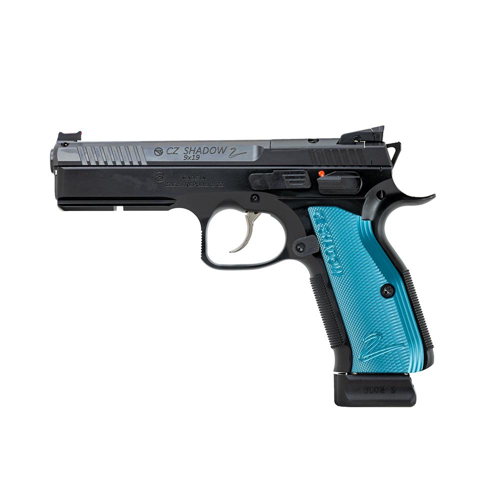 CZ Shadow 2 Optics-Ready 9mm Pistol - Black 4.89" Barrel 19rd Blue Grips - View 2