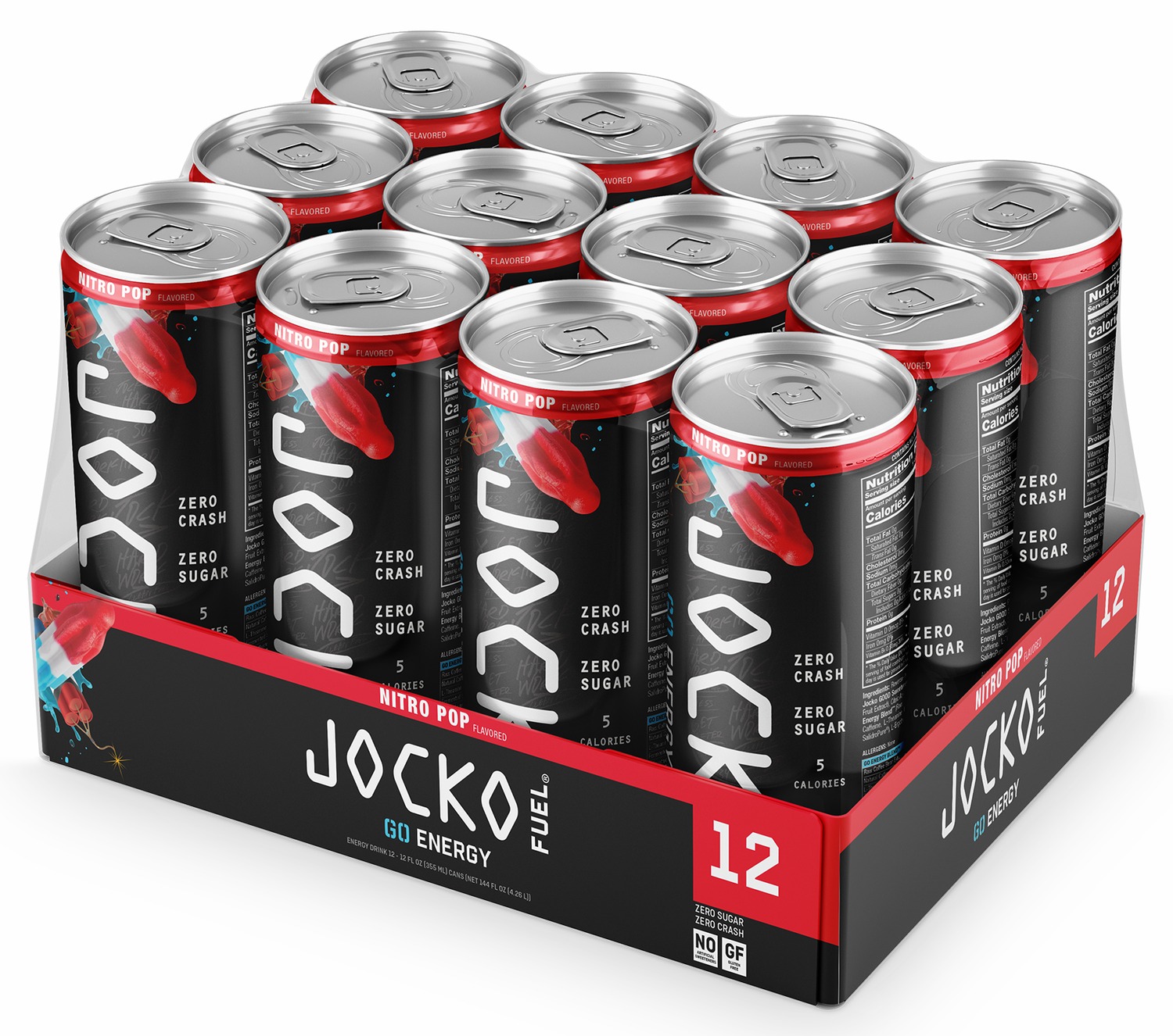 Jocko Fuel 29777 Nitro Pop Energy Drinks 12oz 12Pack - View 2