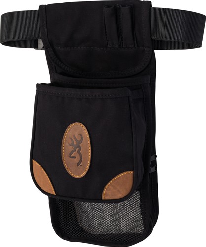 Browning Lona Canvas Shell Pouch Deluxe - Black/Brown, Adjustable Belt - View 2