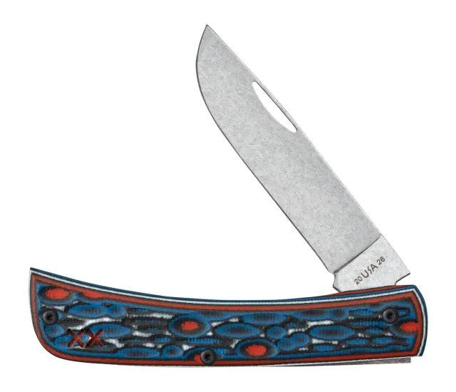 Case 66390 Sod Buster Jr Red Blue G10 Stonewash Blade Pocket Clip - View 2