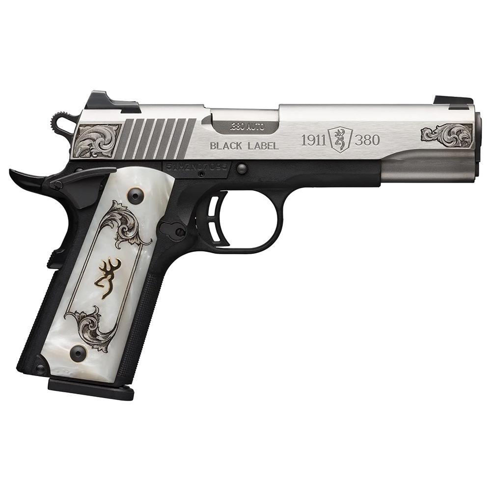 Browning 051966492 1911-380 Medallion .380ACP 4.25" Engraved Pearl Grips - View 2