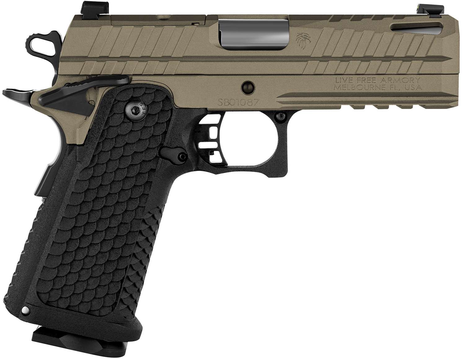 Live Free Armory LFAPF712086 Apollo 11 9mm 17+1 4.15" FDE Cerakote - View 2