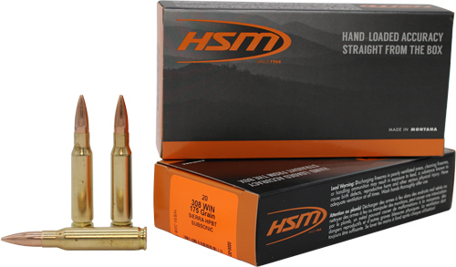 HSM 3085N Match Subsonic 308Win 175gr Hollow Point Boat Tail 20 Per Box/25 Case - View 2