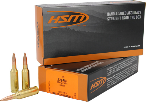 HSM 22ARC1N Varmint 22ARC 75gr Hollow Point Boat Tail 20 Per Box/25 Case - View 2