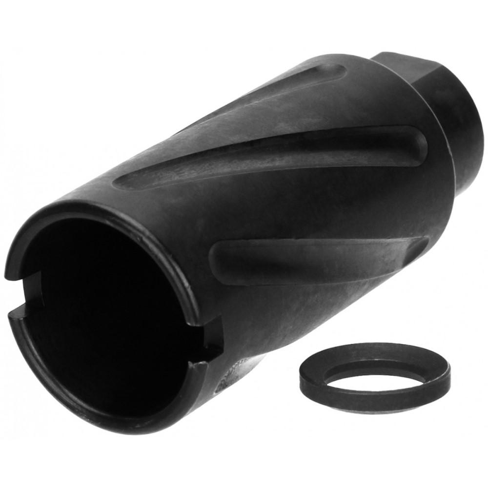 TacFire MZ1007N Spiral Fluted Muzzle Brake 1/2"-28 tpi Black Steel - View 2