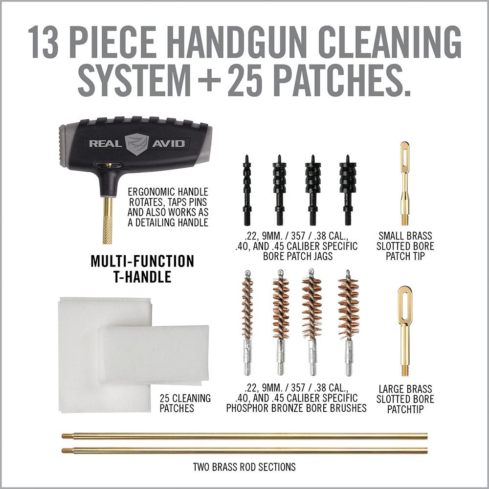 Real Avid Gun Boss Pro Handgun Cleaning Kit AVGBPRO-P: Multi-Caliber, 12.5-Inch Rod, Ergonomic Handle, Polycarbonate Case - View 2