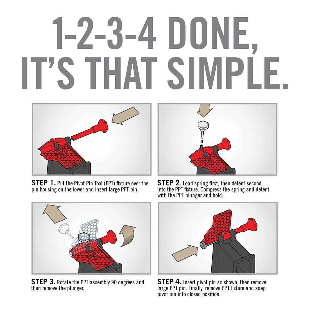 Real Avid AVAR15PPT Pivot Pin Tool Red Polymer Rifle for AR-15 Includes Detent Plunger, Large Pin, & Install Tool - View 2