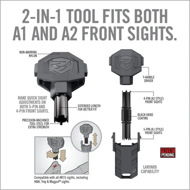 Real Avid AVARFSAPRO Front Sight Adjuster Pro Black/Gray AR-15 4/5 Pin - View 2
