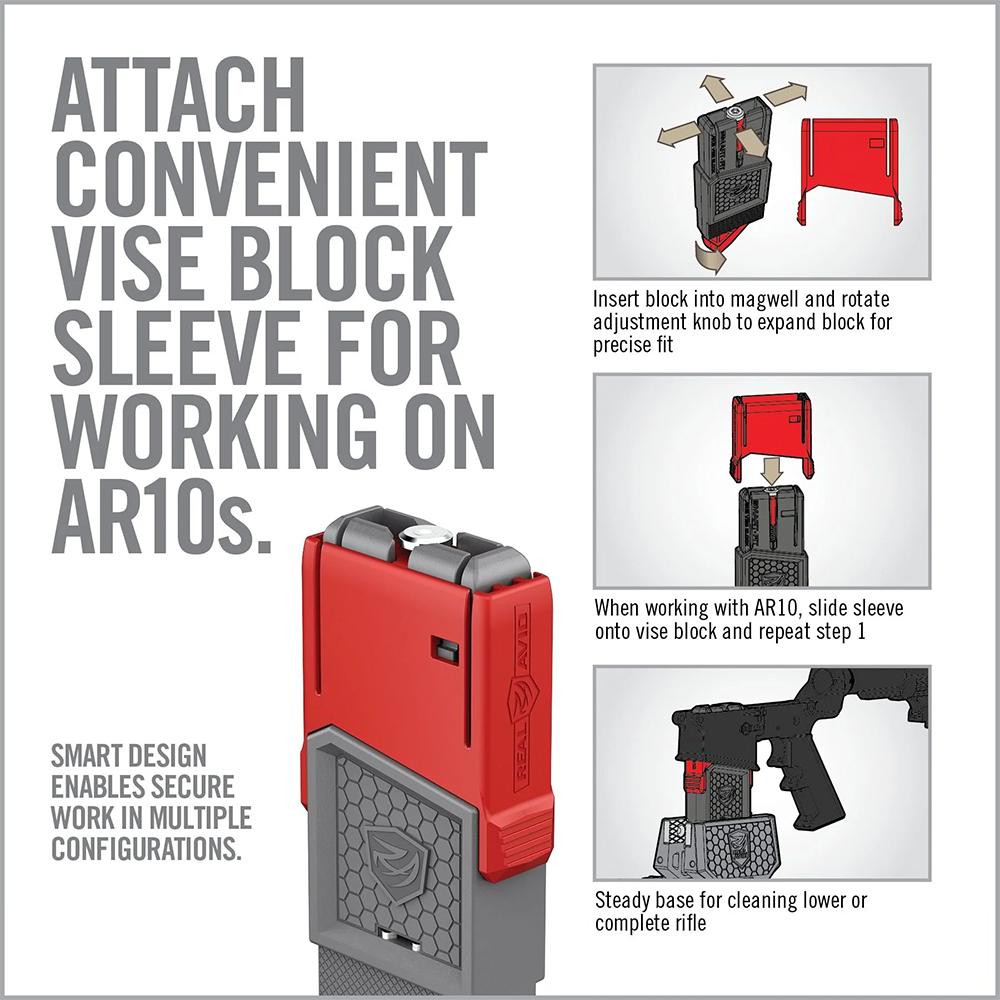 Real Avid AVAR10SFVBS Smart-Fit AR-10 Vise Block Sleeve Red-Gray with Ex... - View 2