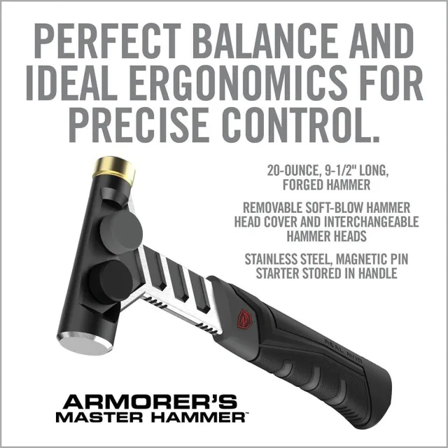 Real Avid AVARMHAM Armorer's Hammer Black/Stainless, Magnetic Pin Starter - View 2