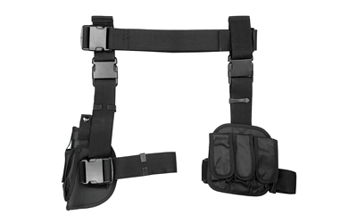 NcStar CV2908 Drop Leg Holster, Right Hand, Triple Mag Pouch, Black Nylon - View 2