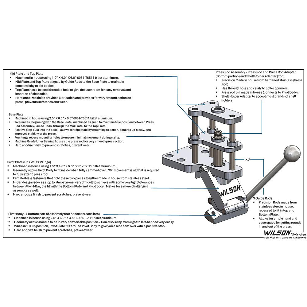 L.E. Wilson WIL-SSTP Single Stage Reloading Press Black/Stainless - View 2