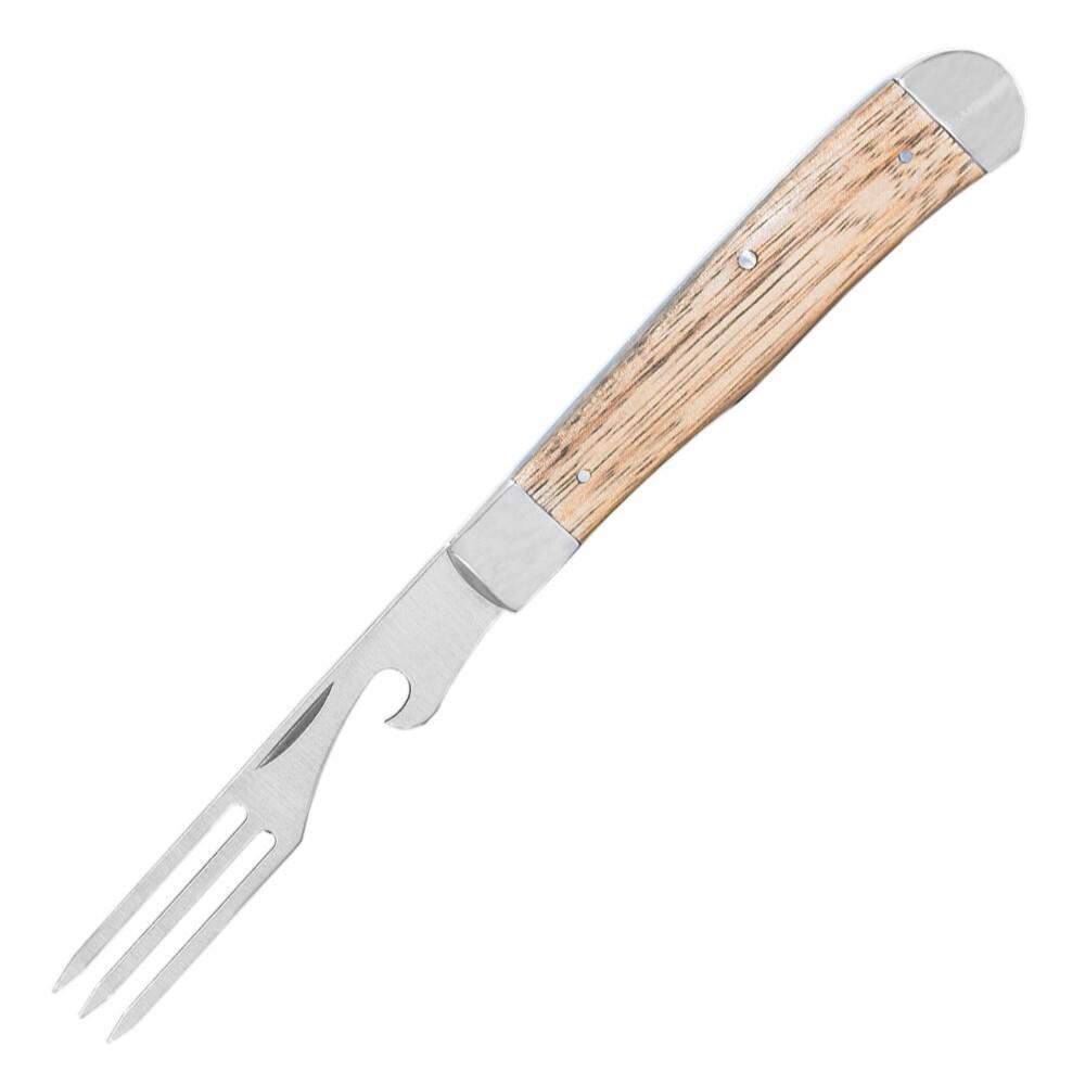 ABKT Cattleman Chuckwagon Trapper Knife 3-1/4 Blade with Fork Blade Zebrawood - View 2