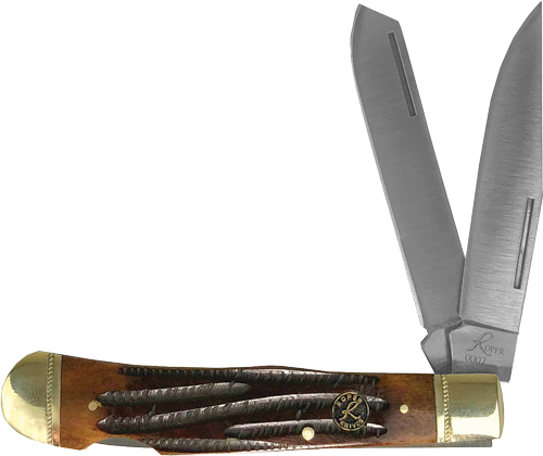 ABKT RP0004CBBB Roper Double Action Lock Back Trapper 3.25" Coffee Handle - View 2