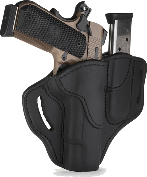 1791 Gunleather BH1M1SBLR Stealth Black Leather 1911 Belt Holster Combo - View 2