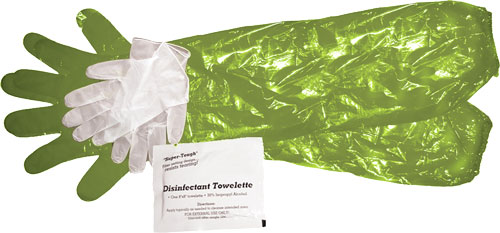 HME Shoulder Length Game Cleaning Gloves with Towelette - View 2