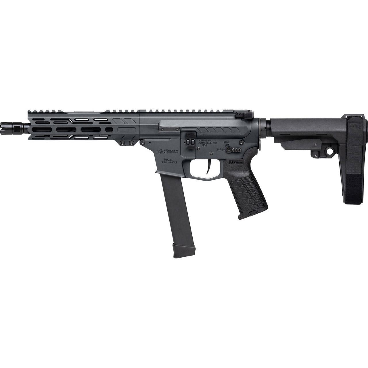 CMMG 99A520FTNG Banshee FE MkGs 9mm Luger 33+1 8" Black Nitride Threaded Barrel, M-LOK Handguard, Tungsten Cerakote Aluminum Receiver w/Picatinny Rail, Black Polymer CMMG RipBrace, CMMG Zeroed Grip - View 2