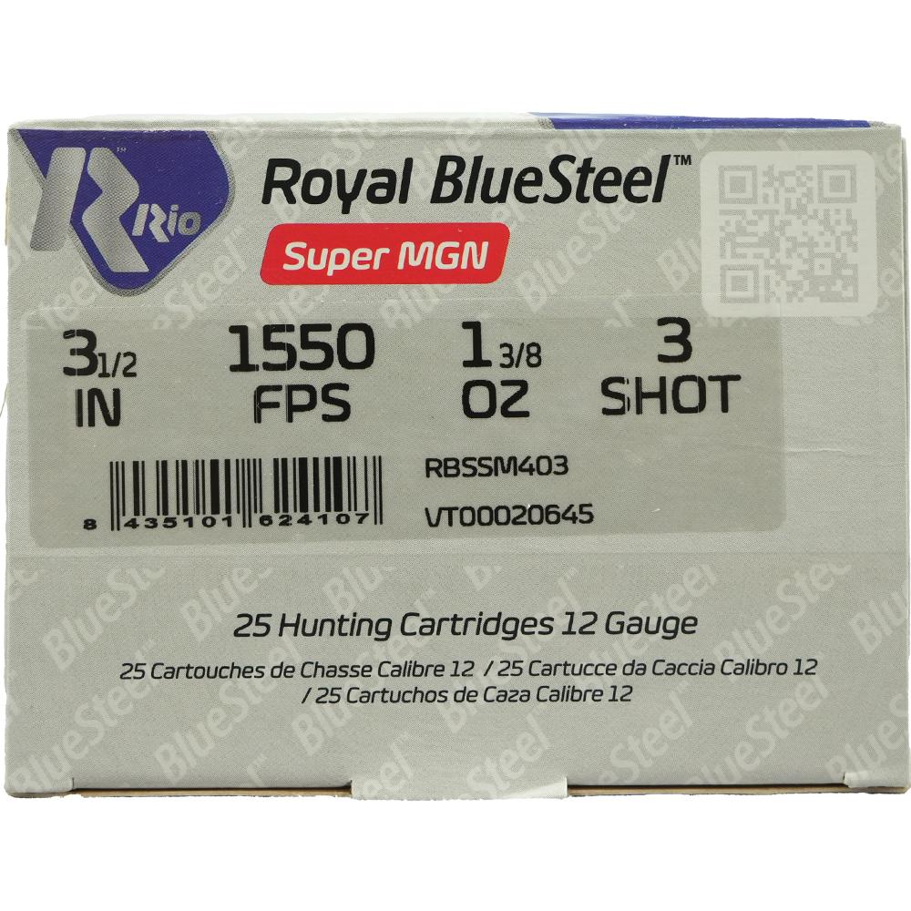 Rio RBSSM403 Royal BlueSteel 12ga 3.5" 1 3/8oz #3 1550fps 25ct - View 2