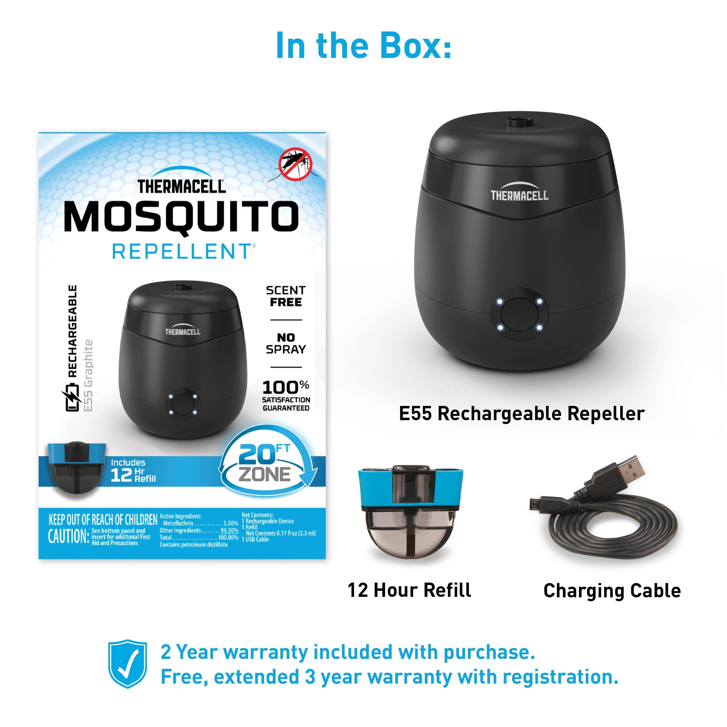 Thermacell E55X Rechargeable Mosquito Repeller Charcoal Gray 20ft 12hrs - View 2