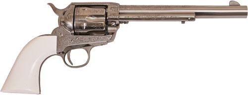 Cimarron PP415LNI Frontier .45LC 7.5" Engraved Nickel/Ivory Revolver - View 2