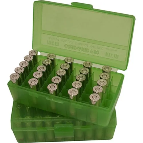 MTM Pistol Ammo Box 50rd Flip Top 9mm Green - Holds 50 Rounds - Made in USA - View 2