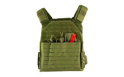 NcStar CVLCPC3050G Laser Cut Plate Carrier Green Medium-2XL with MOLLE Slots & Kangaroo Pouch - View 2