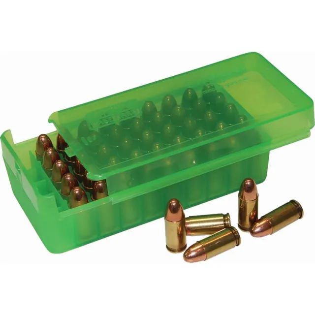 MTM Case-Gard P50SS9M16 9mm Luger Ammo Box 50 Rounds Green Plastic - View 2