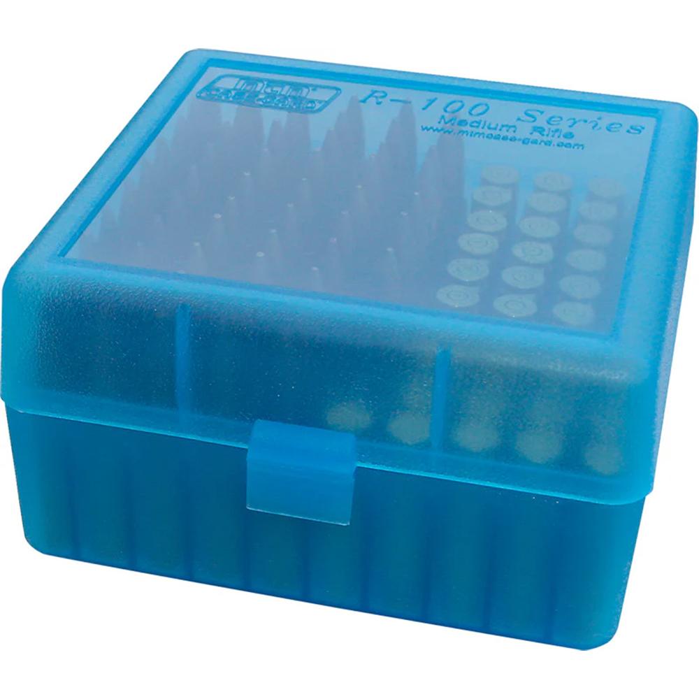 MTM Case-Gard R-100 Series Small Rifle Ammo Box - 100 Round - Clear Blue - View 2