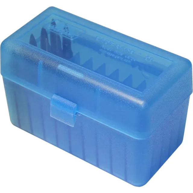 MTM Molded Products RS-50-24 Ammo Box 50 Rounds Clear Blue Flip-Top - View 2