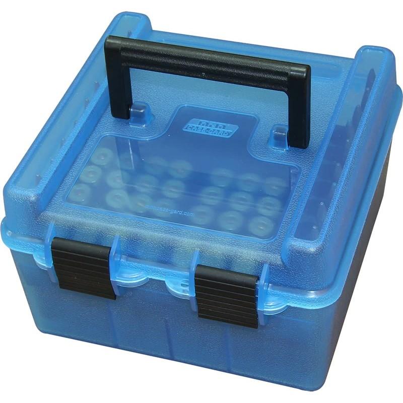 MTM Case-Gard DLX Ammo Box 100rd HND WSSM Ultimate Clear Blue - View 2