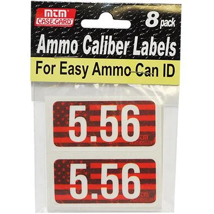 MTM Ammo Caliber Labels - 5.56, 8 Pack, 2.25"x1.08", Red and White - View 2